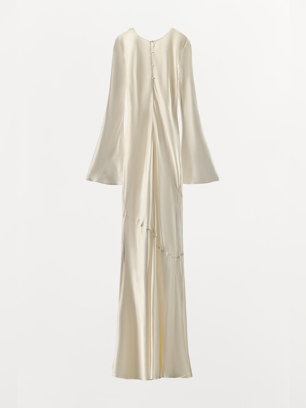 Zara 100% Silk Draped Dress In Oyster-white with Flared Cuffs. - Picture 11 of 17